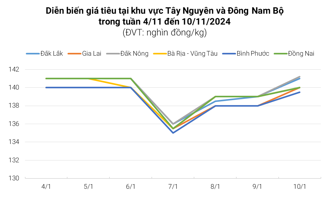 Pepper market on November 10, 2024: Last week’s market decreased by 500 – 1,000 VND